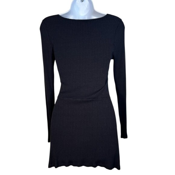 Disturbia Eastwick Cutout Mini Dress Ribbed w Silver Spike Fang Black US 6 - Picture 13 of 15